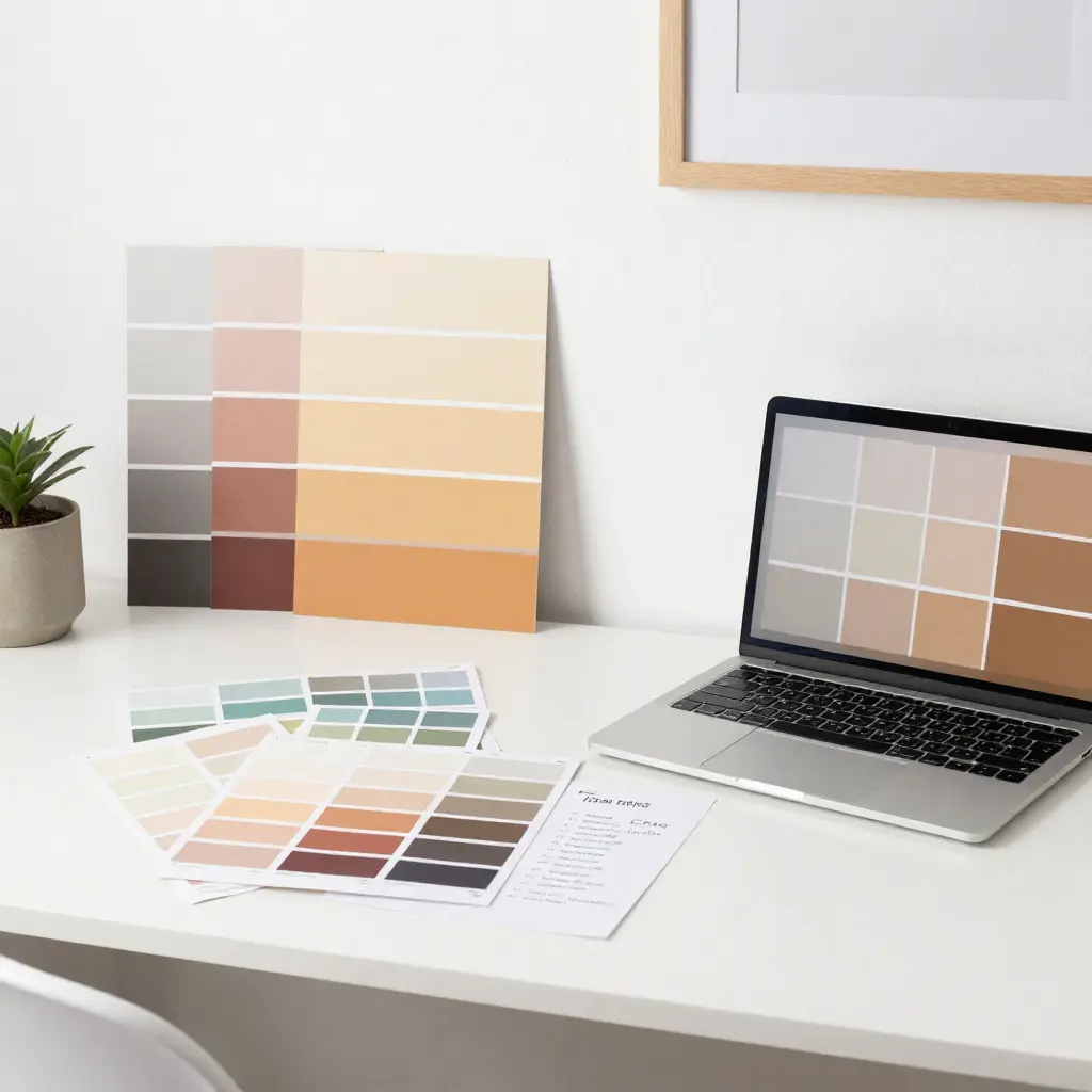 London colour consultant workspace with seasonal colour swatches